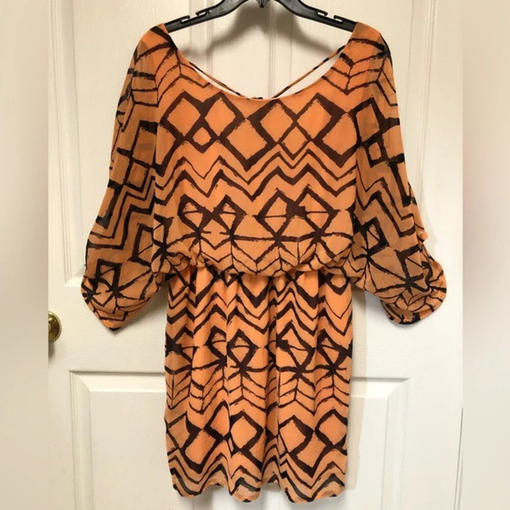 Hello Miss Chiffon Chevron See-Through Dress